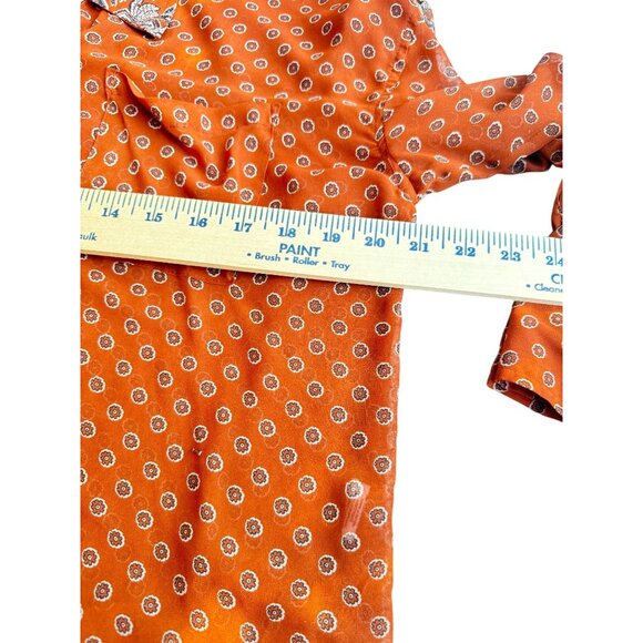 Free People Women's Orange Paisley Long Sleeve Blouse Size Small - Picture 15 of 16